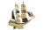 Mid-century Italian hand-crafted horn ship model with built in music box. Music box plays the tune "Happy Birthday". No...