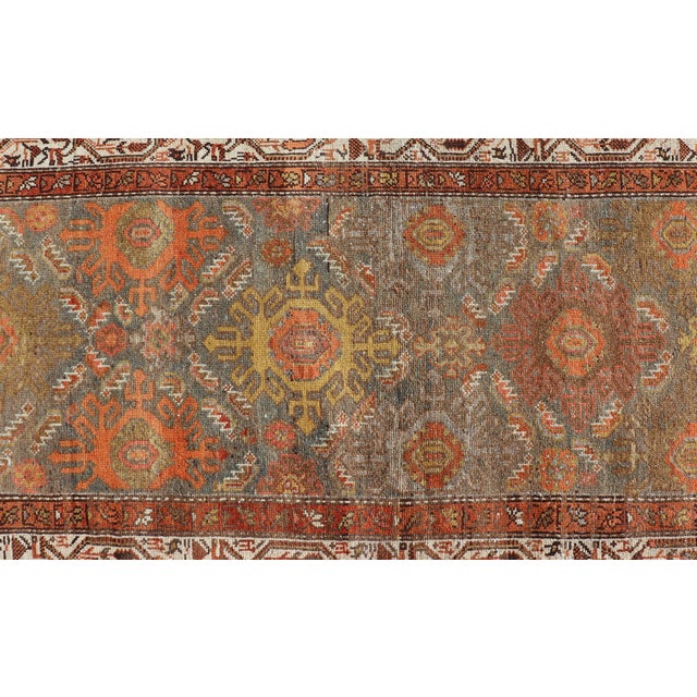 Antique Persian Hamadan Long Runner in Brown, Gray and Earth Tones 2'6 X 16'3 For Sale - Image 10 of 14