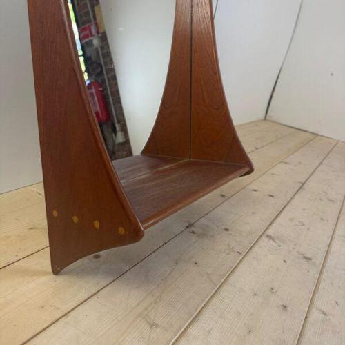 Vintage Teak Mirror with Shelf, Denmark, 1960s For Sale - Image 3 of 5