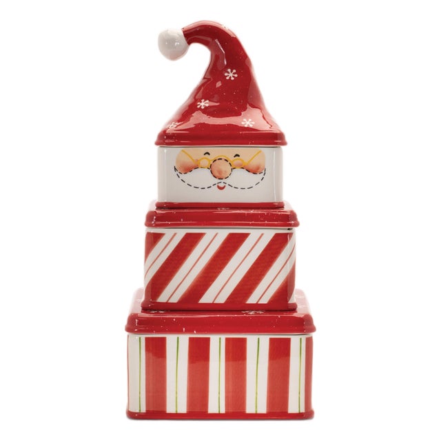 Ceramic Stacking Santa Character (Set of 3) For Sale