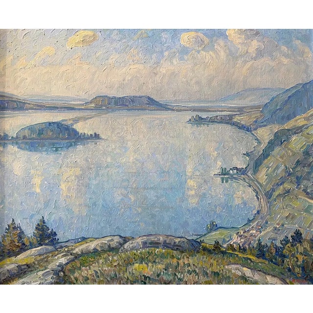 Lake View Painting, Oil on Canvas, Framed For Sale