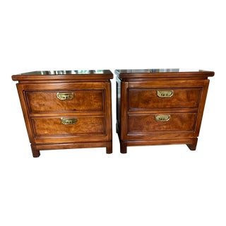 Mid 20th Century Chinoiserie Ming Style Campaign Nightstands - a Pair For Sale