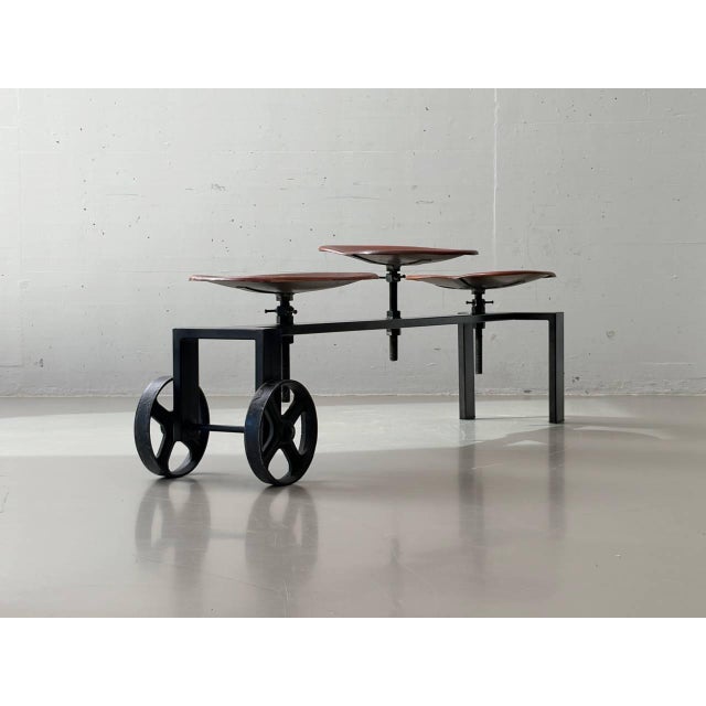 Industrial Bench with Adjustable Leather Seats by Kare Design, 2000s For Sale - Image 16 of 16