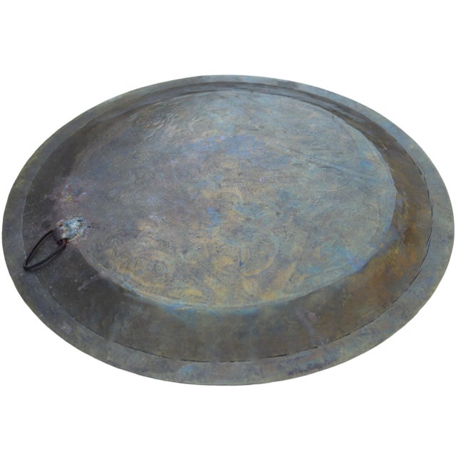 Brass Mid 20th Century Moroccan Hand-Engraved Decorative Brass Tray For Sale - Image 8 of 9