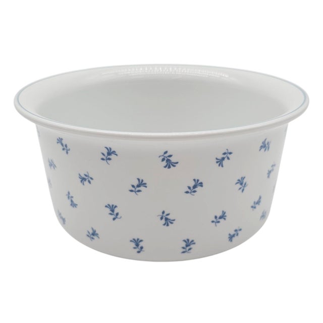 French Country Pillivuyt France Blue Floral Porcelain Casserole, Modèle Déposé For Sale - Image 3 of 9