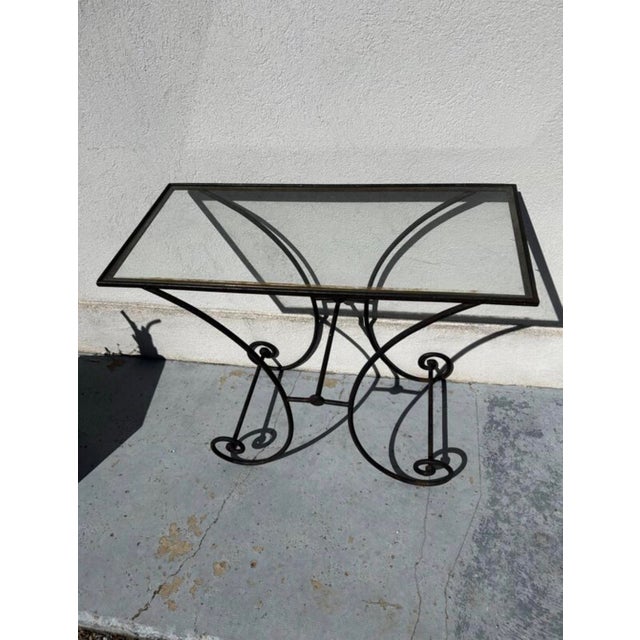 Vintage Wrought Iron and Glass Console Table, France, 1940s For Sale - Image 4 of 5