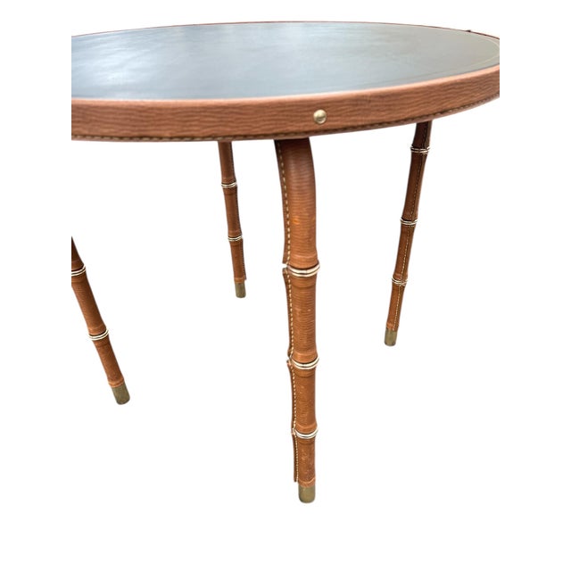 Stitched Leather Side Table by Jacques Adnet, 1950s For Sale - Image 4 of 9