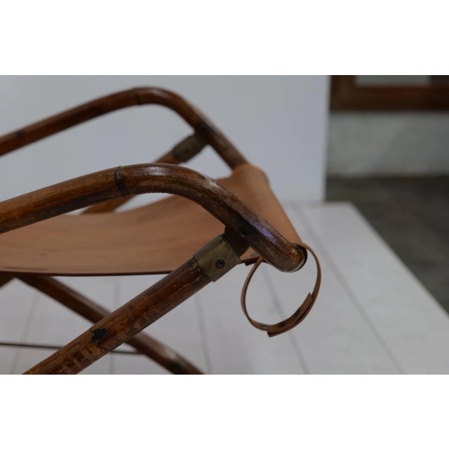 Vintage Italian Leather and Wood Rocking Chair 1960s For Sale In Los Angeles - Image 6 of 11