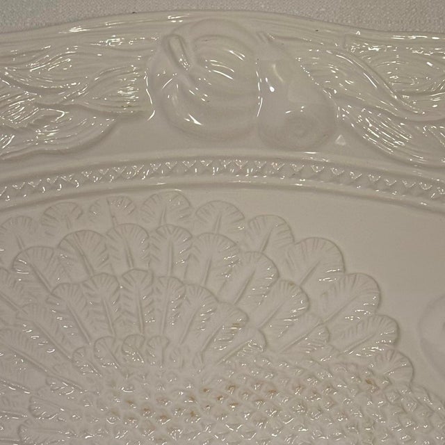 White Vintage Portuguese Majolica Turkey Platter A. Santos For Sale - Image 8 of 11