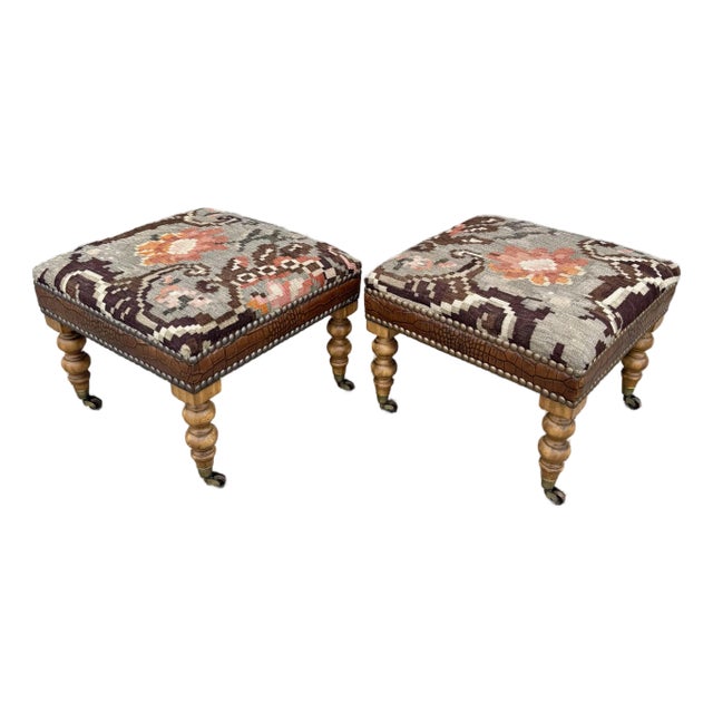 George Smith Standard Style Kilim Ottoman For Sale