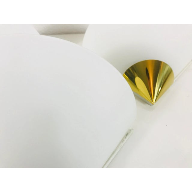 Metal 1980s Mid-Century Modern Brass and Opaline Glass Wall Lamps by Glashütte Limburg, Germany - Set of 3 For Sale - Image 7 of 11