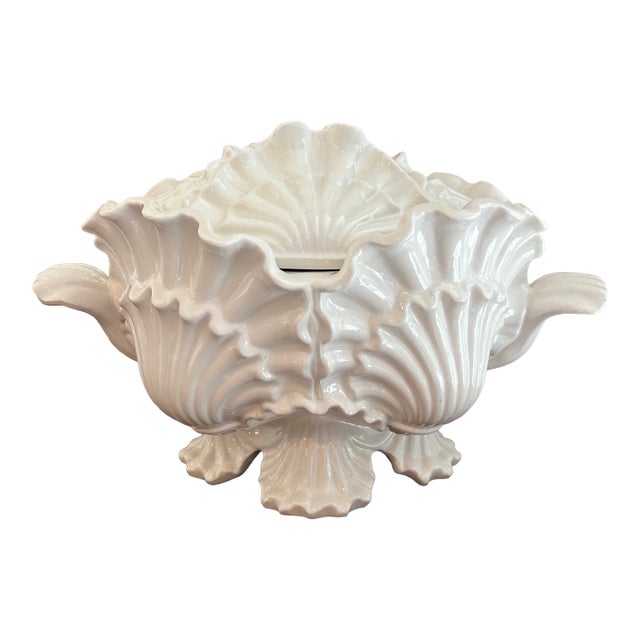 Mottahedeh Italian White Ceramic Shell Form Tureen For Sale