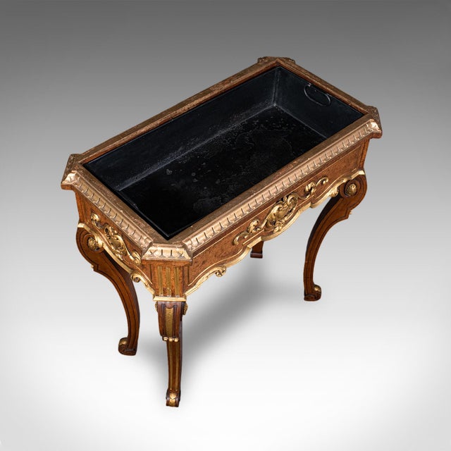 Wood Antique Jardiniere Table, French, Walnut, Planter Stand, Decanter Caddy, Regency For Sale - Image 7 of 12