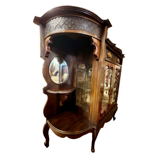 Antique Victorian/Edwardian Style Carved Mahogany Buffet Sideboard Cabinet For Sale - Image 4 of 6