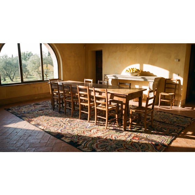Great Multi Color With Unique Florid Design Antique American Hooked Rug For Sale - Image 15 of 15