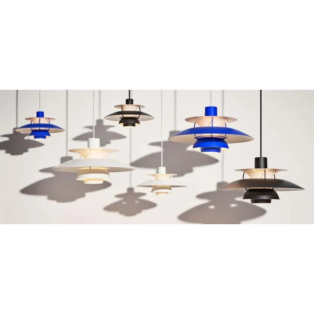 Mid-Century Modern Poul Henningsen Ph5 Mini Pendant for Louis Poulsen in All Blue For Sale - Image 3 of 4