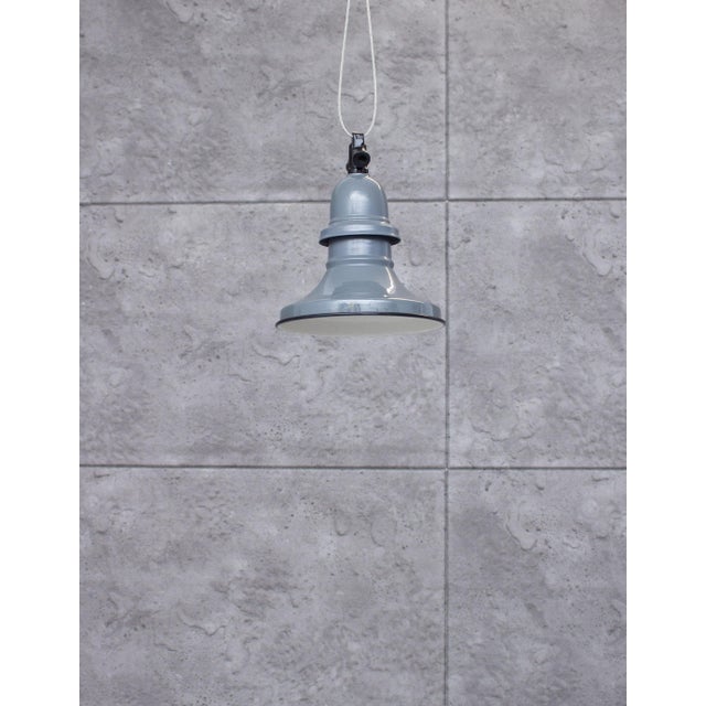 Industrial Industrial Enamel Ceiling Lamp in Grey, 2000s For Sale - Image 3 of 9