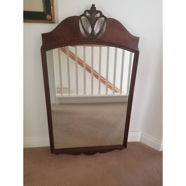 Traditional Mid 20th Century Solid Mahogany Pediment Wall Mirror For Sale - Image 3 of 3