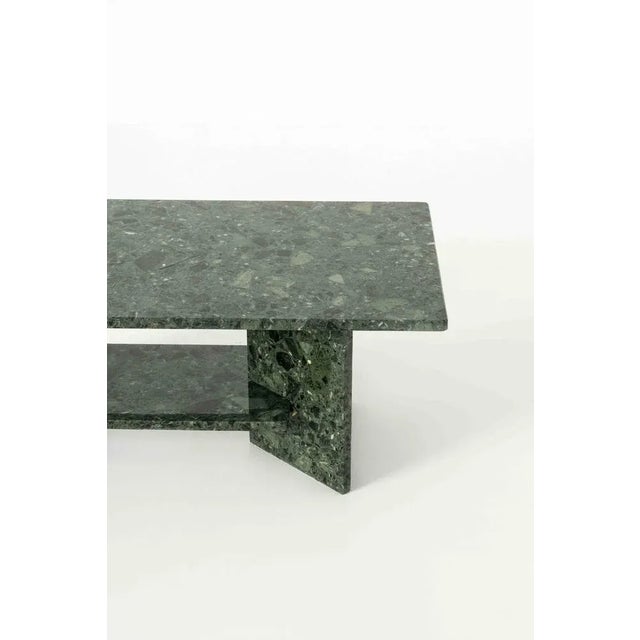 Vintage Italian Green Marble Coffee Table, 1980s For Sale - Image 5 of 11