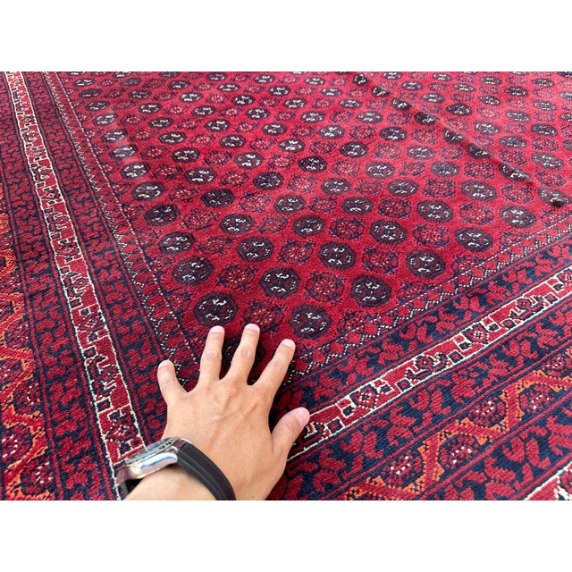 Tribal Fine Red Tekke Bokhara Hand-Knotted Wool Rug - 6'6" X 9'6" For Sale - Image 3 of 11