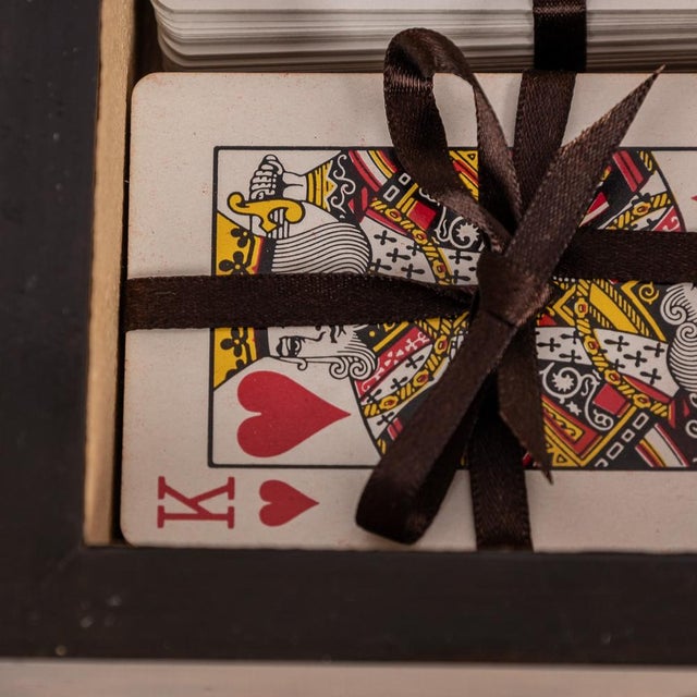 Victorian Walnut & Brass Card Games Box, 1890s For Sale - Image 6 of 18