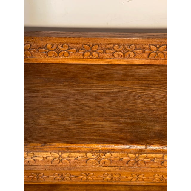 Antique American Arts and Crafts Carved Book Shelving Rack Etagere For Sale - Image 4 of 9