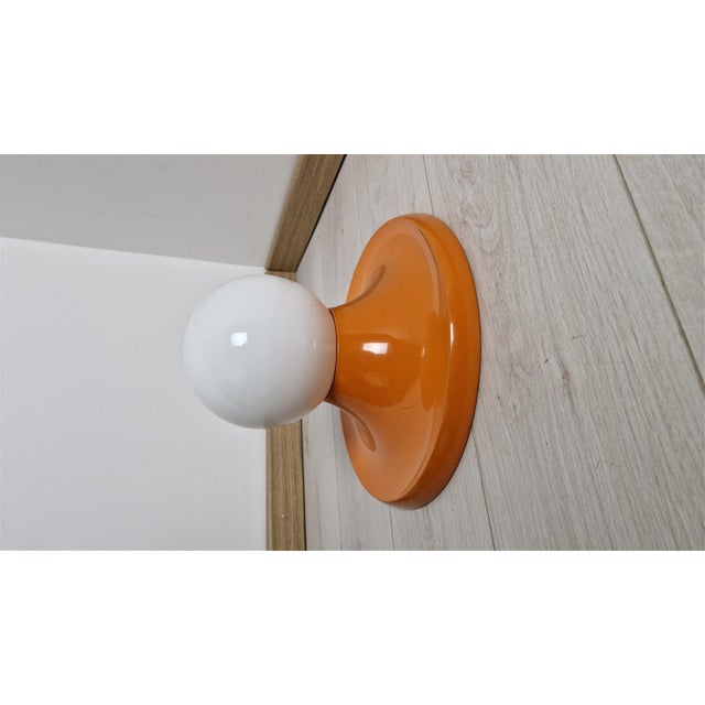 Large Orange Light Ball Wall Lamp in Metal and Opaline Glass by Achille and Pier Giacomo Castiglioni for Flos, 1970s For Sale - Image 11 of 15