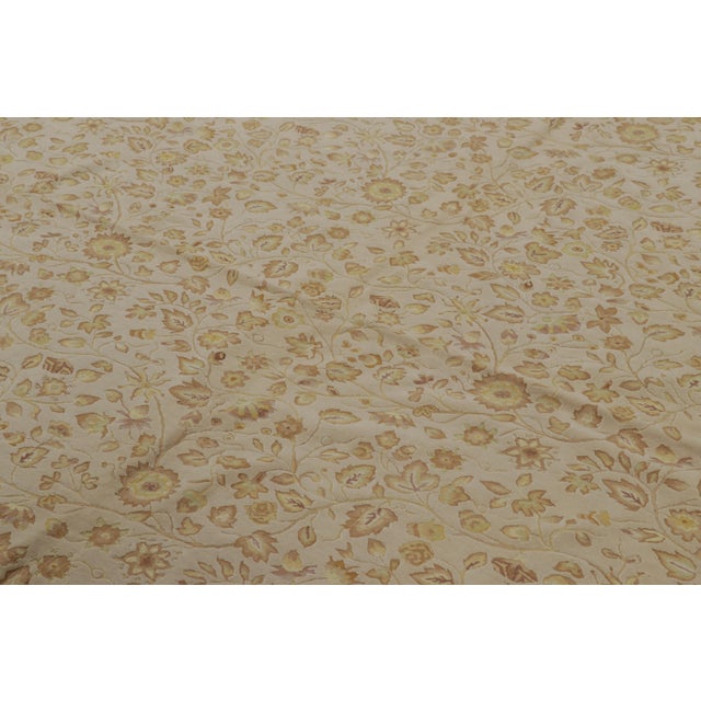 2010s Rug & Kilim’s Tudor Style Rug in White With Beige-Brown Floral Patterns For Sale - Image 5 of 8