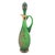 Mid-Century Frosted Emerald Glass Decanter Set With Gilt Pheasant Motif, 15" For Sale - Image 4 of 16