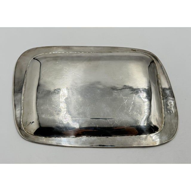 Mid 20th Century Los Castillo Taxco Azurite & Lapis Inlaid Silver Plated Tray, Mexican Modernist For Sale - Image 15 of 18