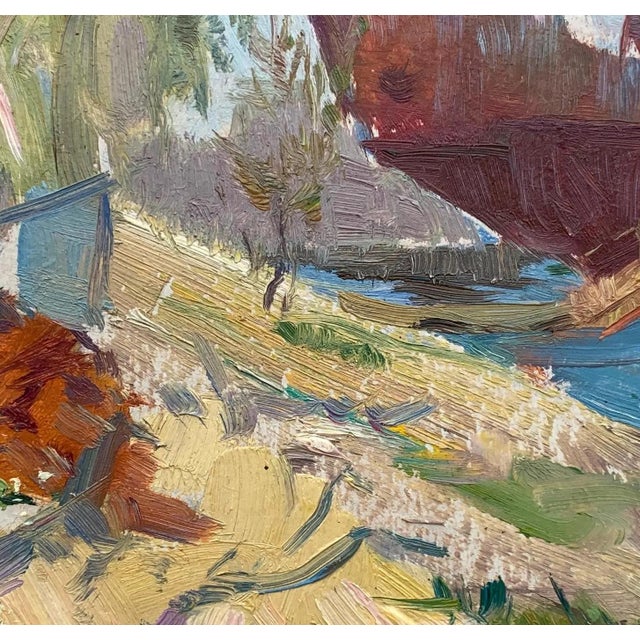 Vintage Impressionist River Oil Painting, Ukrainian Art, 1960s For Sale - Image 4 of 6