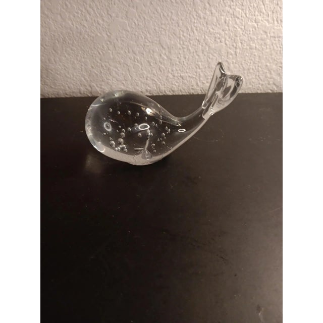 1980s 1940s Clear Crystal Bullicante Whale Figurine Paperweight For Sale - Image 5 of 6