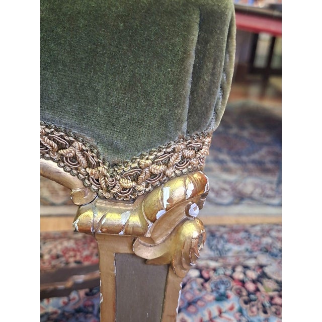 Chairs in Lacquered and Gilded Wood with Green Velvet Upholstery, 1940s, Set of 2 For Sale - Image 14 of 18