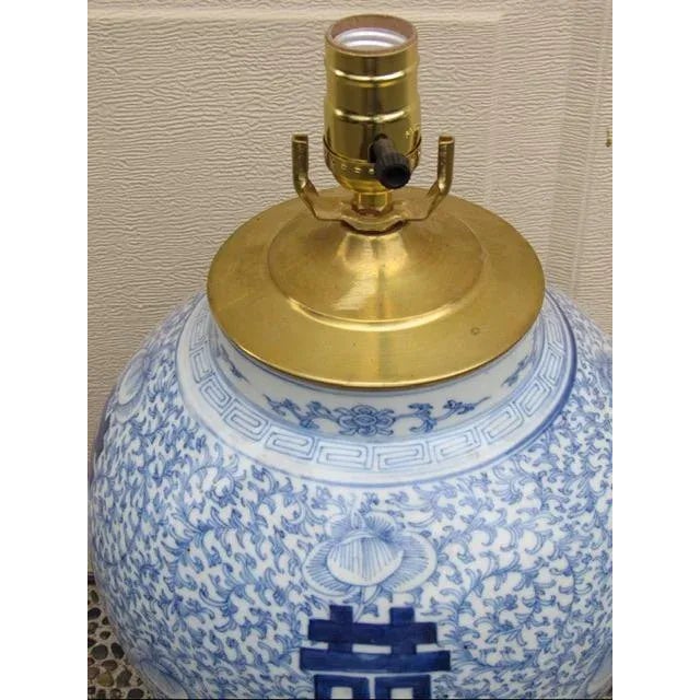 Ceramic Chinese Blue and White Porcelain Temple Jar For Sale - Image 7 of 9
