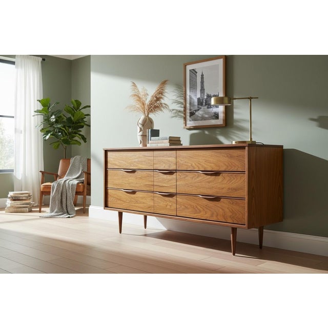 Designed to be both striking and functional, this fully restored walnut dresser brings warmth, sophistication, and...