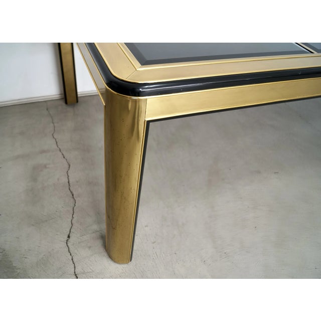 1970’s Mid-Century Modern Brass & Dark Glass Dining Table For Sale - Image 10 of 12