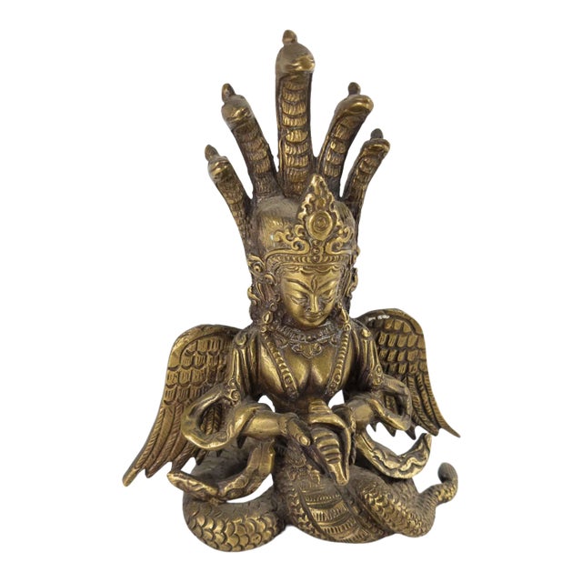 South East Asian Bronze Naga Snake Deity Figure For Sale