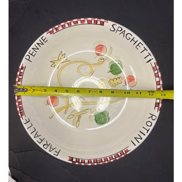 Late 20th Century Late 20th Century Italian Bistro “Pasta for 4” Ceramic Bowl Set by Tabletop Unlimited, 5-Piece Handpainted Eclectic For Sale - Image 5 of 9