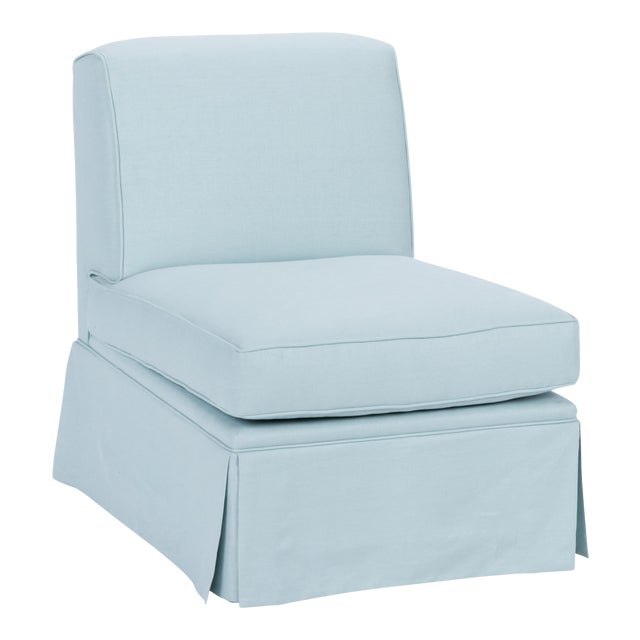 Casa Cosima Skirted Slipper Chair In Porcelain Blue Chairish