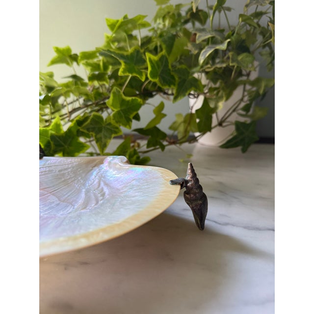 Vintage Maitland-Smith Mother-of-Pearl & Brass Footed Caviar Dish For Sale In Boston - Image 6 of 6