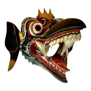 Beautifully Decorated Balinese Garuda Wall Decor Mask For Sale