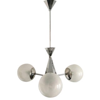 Art Deco Metal and Glass Chandelier For Sale