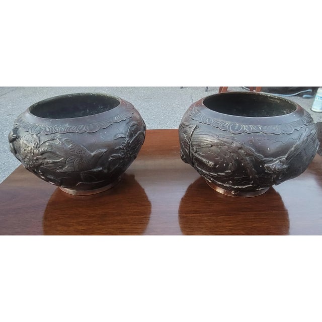 Antique fine quality Oriental Japanese bronze Jardinière planter bowls Meiji Period, 19th Century. Would look amazing in...