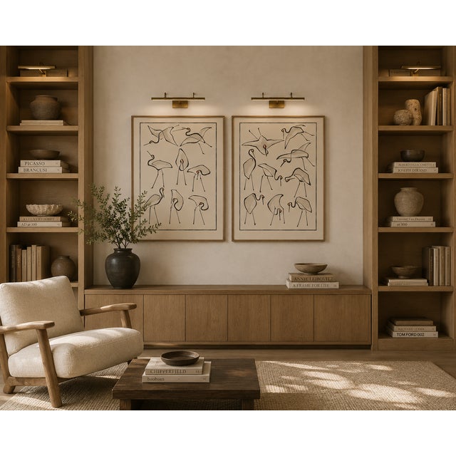 Crane Studies I & II by Katsushika Hokusai, Japanese Art Print Diptych, 24" X 36" For Sale - Image 9 of 10