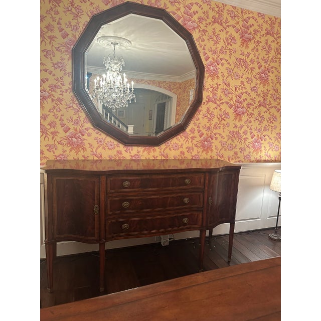 Jonathan Charles Mahogany Geometric 12-Sided Wall Mirror. Gorgeous statement piece. Excellent condition.