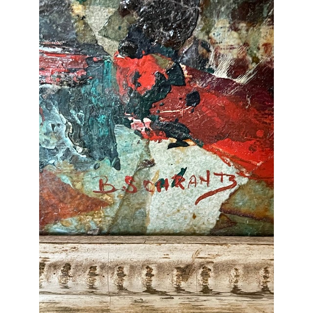 Vintage Abstract Cityscape Oil on Canvas Signed Artist For Sale - Image 4 of 14