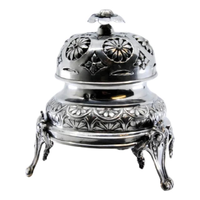 Silver Bell with Floral Reliefs For Sale