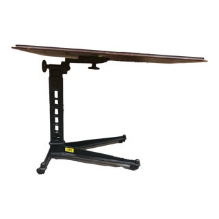 Antique Victorian Bedside/Drawing Table With Industrial Cast Iron Base For Sale