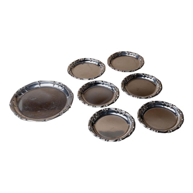 Vintage Stainless Steel Coasters, Italy, 1980s, Set of 7 For Sale