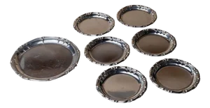 Vintage Stainless Steel Coasters, Italy, 1980s, Set of 7